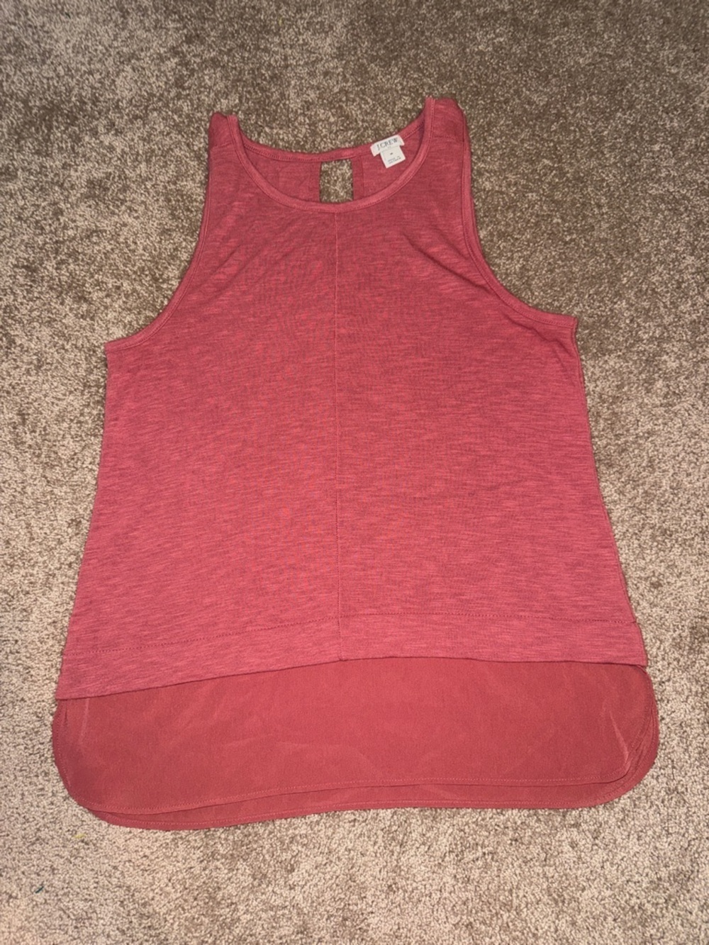 J. Crew Heathered Brick Red Layered-Hem Tank. A